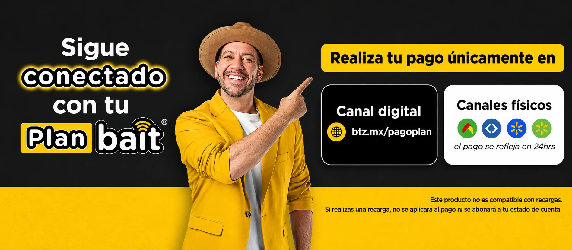 Banner BAIT con indicaciones de pago del plan